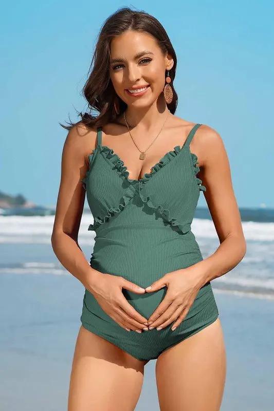 Ruch Floral Maternity Swimsuit Pregnancy Swimwear with Support and Comfort - Love Salve